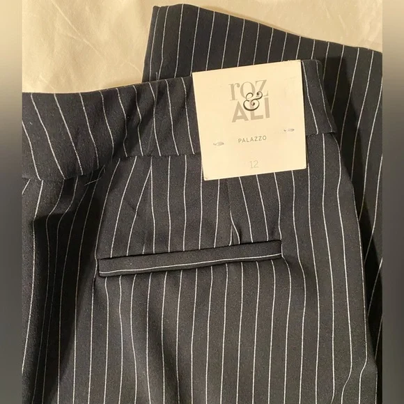 🎉HP🎉NEW ROZ & ALI Palazzo Pants Baggy Wide Leg Dress Slacks Flowy Spandex 12 - Picture 7 of 7